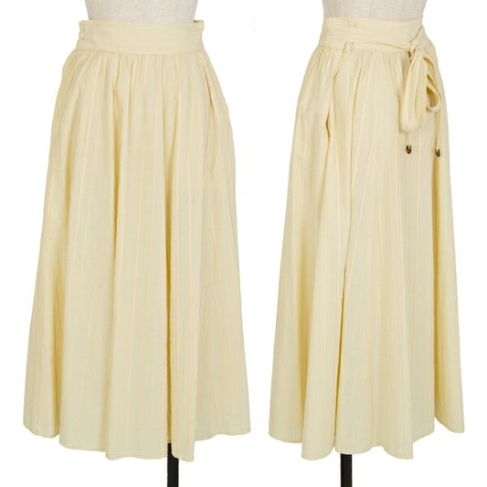 JURGEN LEHL Sheer Cotton Pleated Skirt Yellow Beige Size M