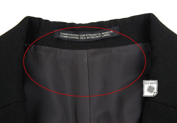 Y's Wool Doeskin 3-Button Jacket Black Size 2