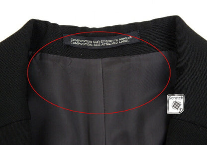 Y's Wool Doeskin 3-Button Jacket Black Size 2