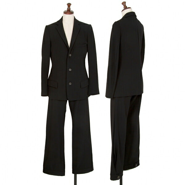 Y's Wool Doeskin 3-Button Jacket Black Size 2