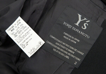 Y's Wool Doeskin 3-Button Jacket Black Size 2