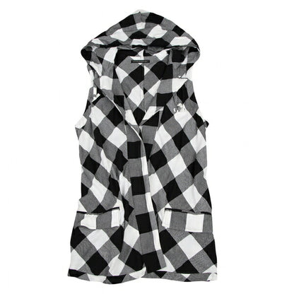 Y's Block Check Hooded Buttonless Vest White Size 2