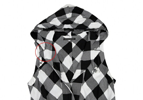 Y's Block Check Hooded Buttonless Vest White Size 2