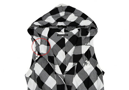 Y's Block Check Hooded Buttonless Vest White Size 2