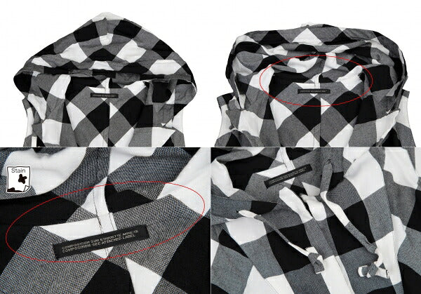 Y's Block Check Hooded Buttonless Vest White Size 2