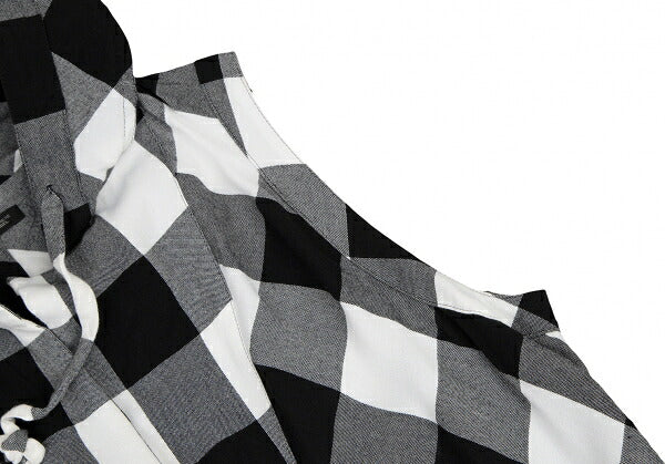 Y's Block Check Hooded Buttonless Vest White Size 2