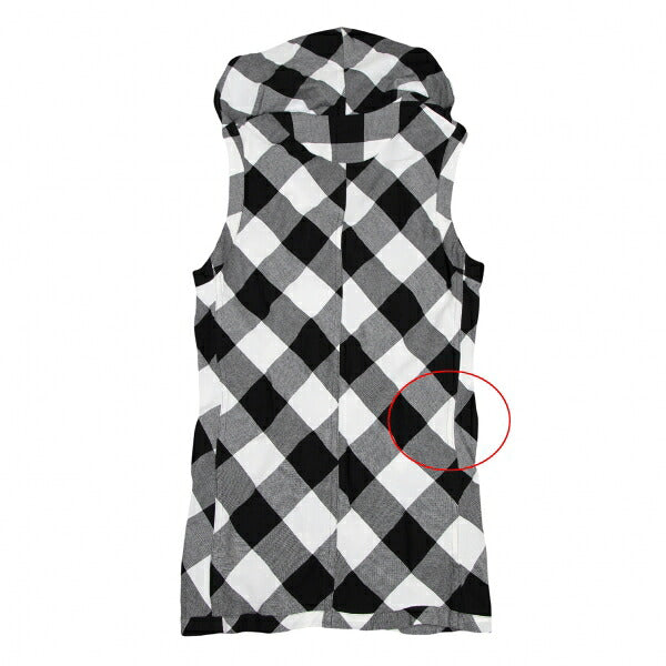 Y's Block Check Hooded Buttonless Vest White Size 2