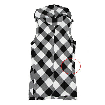 Y's Block Check Hooded Buttonless Vest White Size 2
