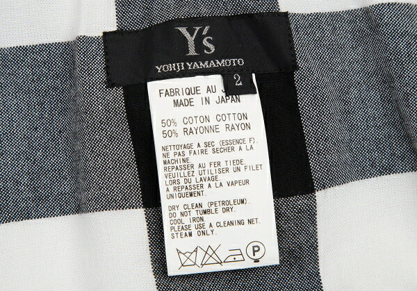 Y's Block Check Hooded Buttonless Vest White Size 2