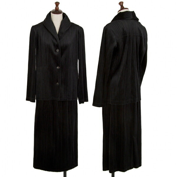 PLEATS PLEASE Pleated Velour Skirt Black Size 2