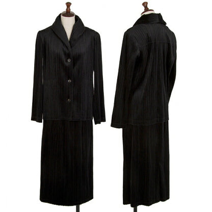 PLEATS PLEASE Pleated Velour Skirt Black Size 2