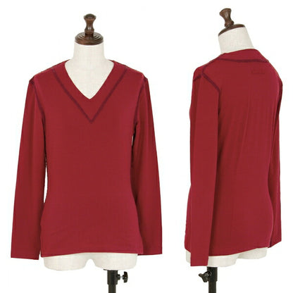 Jean Paul GAULTIER FEMME Stretch V-Neck Top Red Size 40
