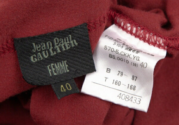 Jean Paul GAULTIER FEMME Stretch V-Neck Top Red Size 40