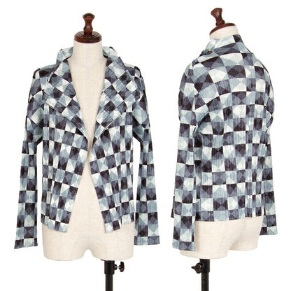 PLEATS PLEASE Pleated Diamond Print Jacket Gray Size 3
