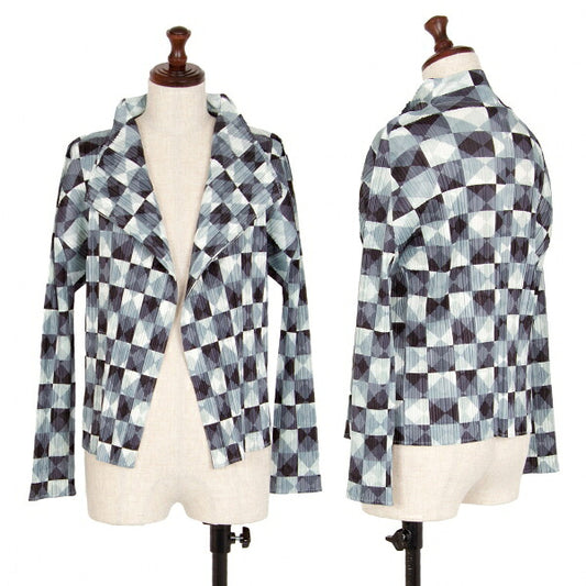 PLEATS PLEASE Pleated Diamond Print Jacket Gray Size 3