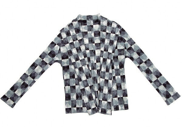 PLEATS PLEASE Pleated Diamond Print Jacket Gray Size 3
