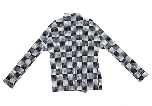 PLEATS PLEASE Pleated Diamond Print Jacket Gray Size 3