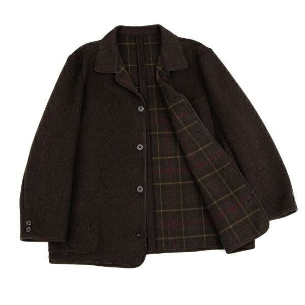 Papas Inner Check Beaver Piping Jacket Dark Brown Size 48M
