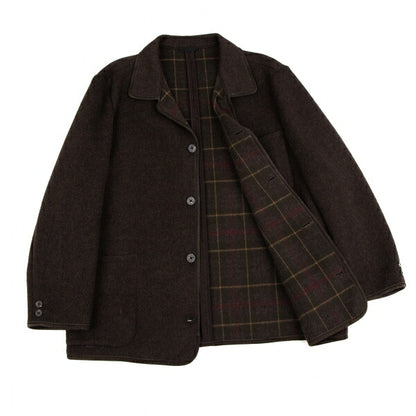 Papas Inner Check Beaver Piping Jacket Dark Brown Size 48M