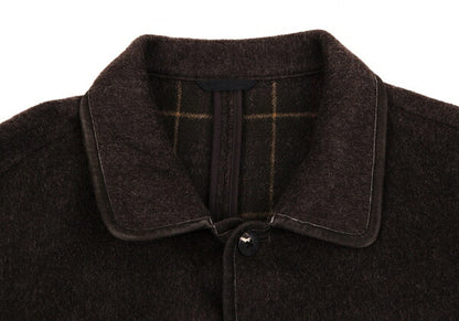Papas Inner Check Beaver Piping Jacket Dark Brown Size 48M