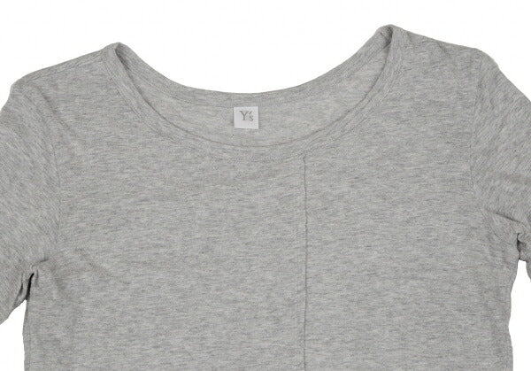 Y's Cotton Mixed Material Front Long Sleeve Tee Gray Size 2