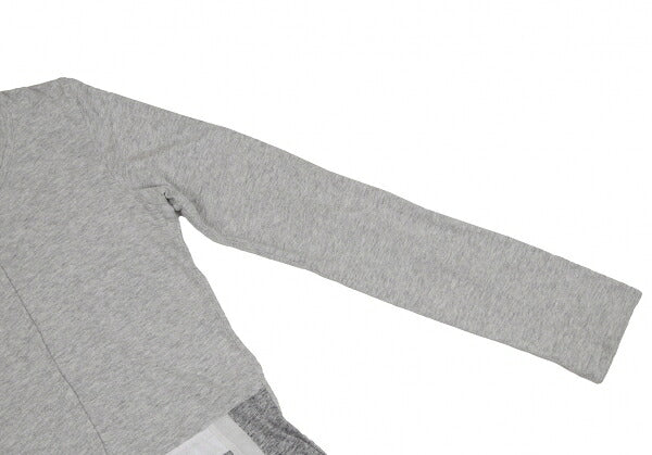 Y's Cotton Mixed Material Front Long Sleeve Tee Gray Size 2