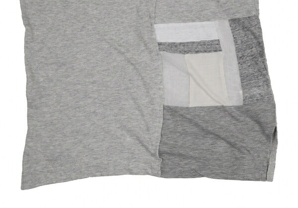 Y's Cotton Mixed Material Front Long Sleeve Tee Gray Size 2
