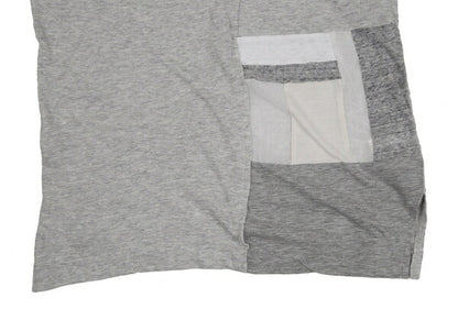 Y's Cotton Mixed Material Front Long Sleeve Tee Gray Size 2