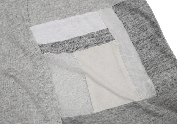 Y's Cotton Mixed Material Front Long Sleeve Tee Gray Size 2