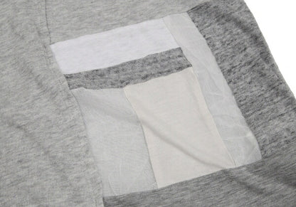 Y's Cotton Mixed Material Front Long Sleeve Tee Gray Size 2