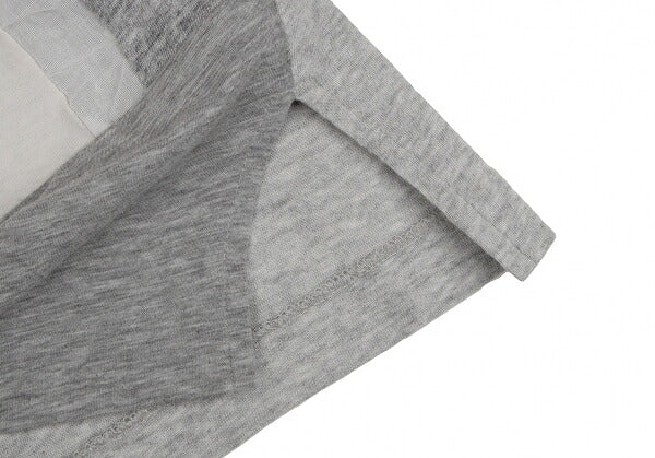 Y's Cotton Mixed Material Front Long Sleeve Tee Gray Size 2