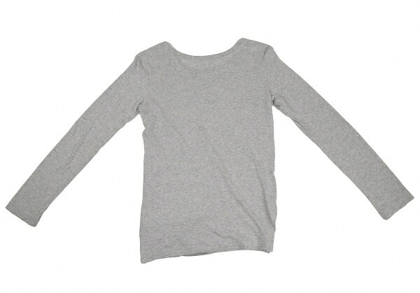 Y's Cotton Mixed Material Front Long Sleeve Tee Gray Size 2