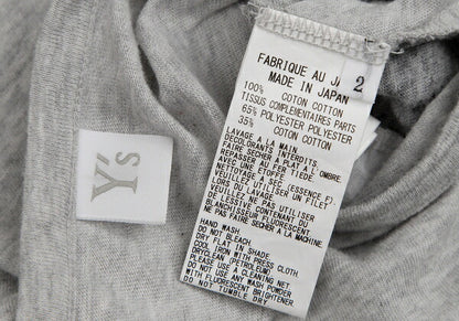 Y's Cotton Mixed Material Front Long Sleeve Tee Gray Size 2