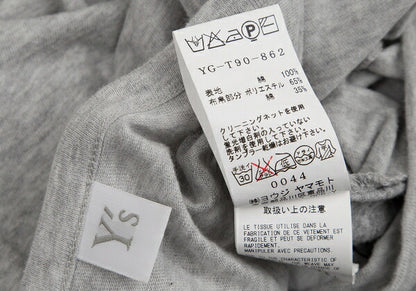Y's Cotton Mixed Material Front Long Sleeve Tee Gray Size 2