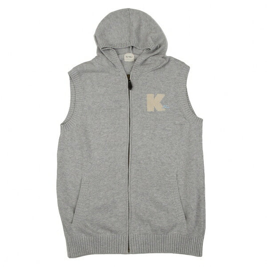 Karl Helmut Cotton Back Logo Embroidered Hoodie Gray Size M