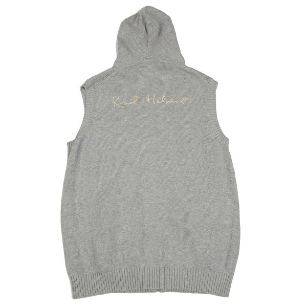 Karl Helmut Cotton Back Logo Embroidered Hoodie Gray Size M