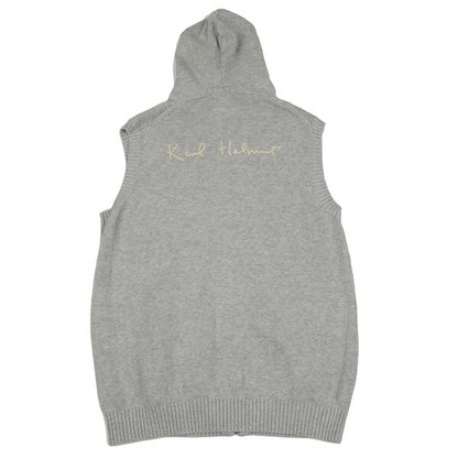 Karl Helmut Cotton Back Logo Embroidered Hoodie Gray Size M