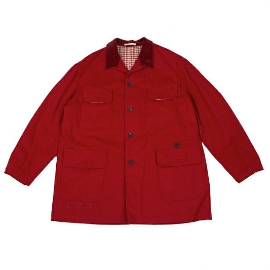 Papas Cotton Corduroy Collar Quilted Jacket Red Size L