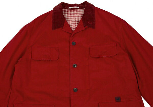 Papas Cotton Corduroy Collar Quilted Jacket Red Size L