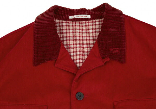 Papas Cotton Corduroy Collar Quilted Jacket Red Size L