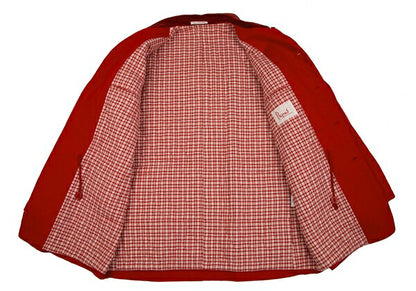Papas Cotton Corduroy Collar Quilted Jacket Red Size L