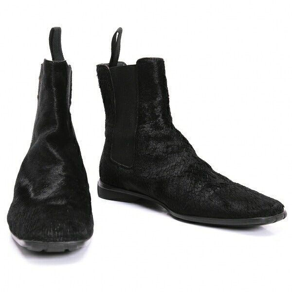 CHANEL Calf Hair Chelsea Boots Black Size 21.5CM