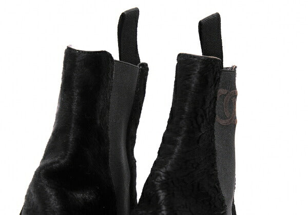CHANEL Calf Hair Chelsea Boots Black Size 21.5CM