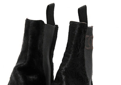 CHANEL Calf Hair Chelsea Boots Black Size 21.5CM