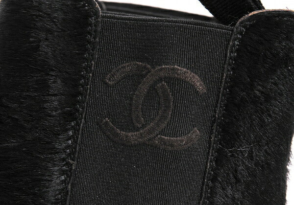 CHANEL Calf Hair Chelsea Boots Black Size 21.5CM