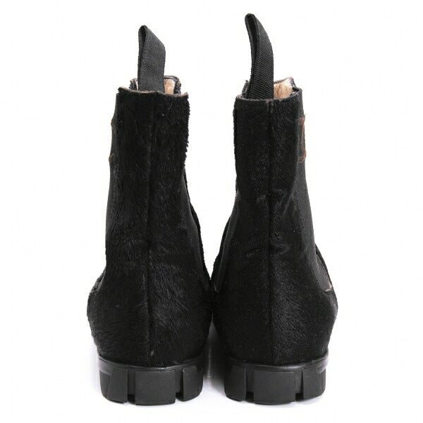 CHANEL Calf Hair Chelsea Boots Black Size 21.5CM