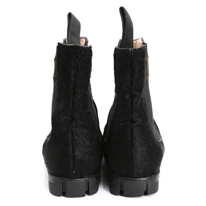 CHANEL Calf Hair Chelsea Boots Black Size 21.5CM