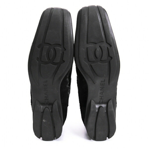 CHANEL Calf Hair Chelsea Boots Black Size 21.5CM