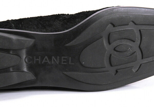 CHANEL Calf Hair Chelsea Boots Black Size 21.5CM