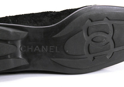 CHANEL Calf Hair Chelsea Boots Black Size 21.5CM